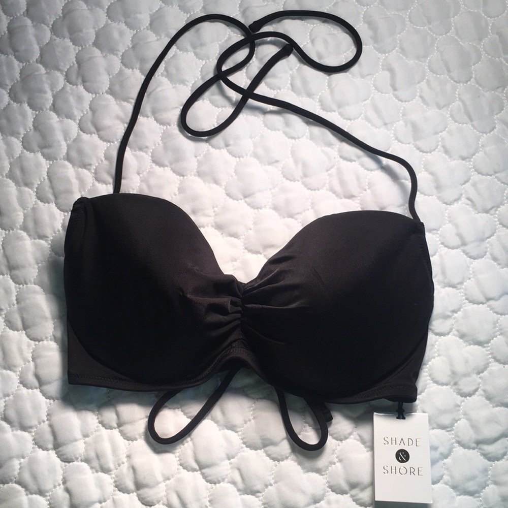 🌊NWT Shade & Shore Black Ruched Bikini Top🌊